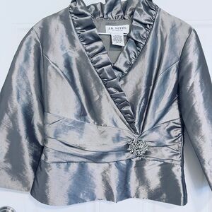 Women's JR Nites By Carol Lin S 8  Silver with Rhinestone Buckle Back Zip